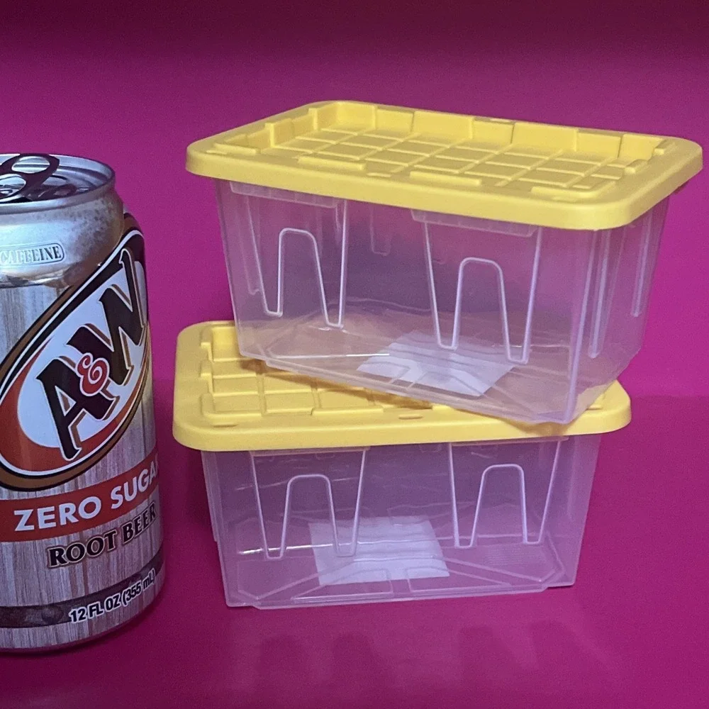 2 Lowe's Clear Mini Teeny Totes With Yellow Cover Lid 4.8